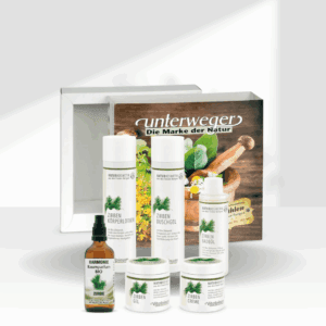 Gift box with Stone Pine wellness products from Brüder Unterweger