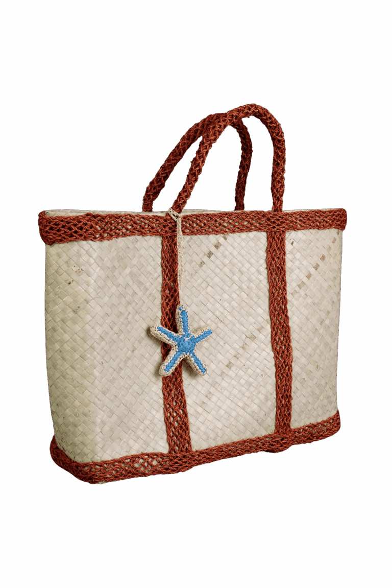 Big Bayong bag with starfish design in orange, handwoven